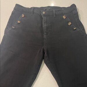 Ann Taylor Black High-Rise Button-Detail Jeans